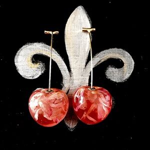 1 pair of cherry stem earrings